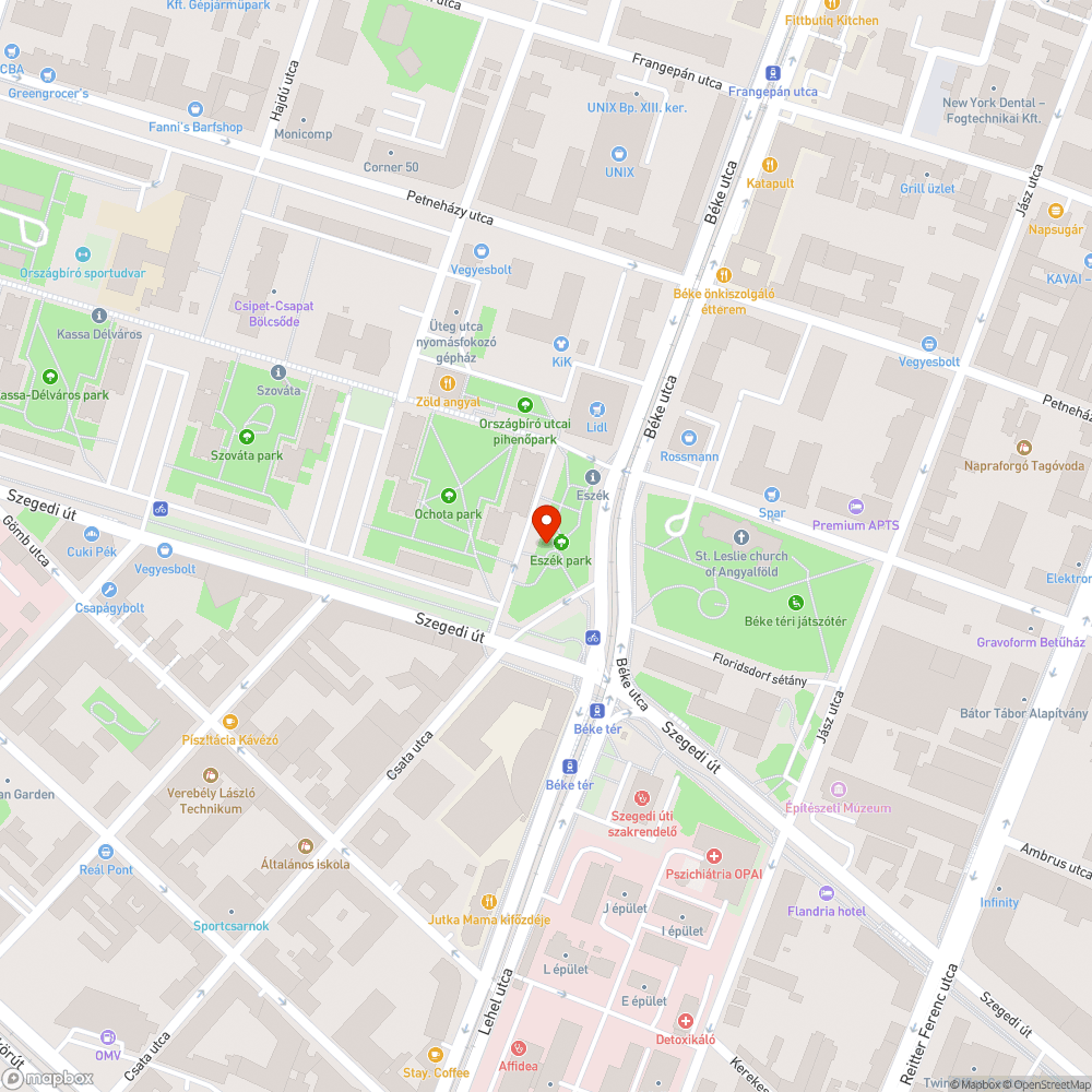 Beszakadt sétány az Eszék parkban bejelentés helye