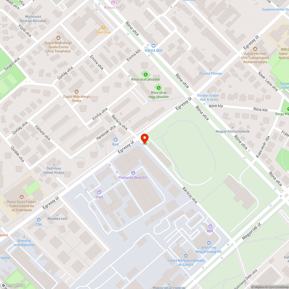 Elhagyott jármű bejelentés helye