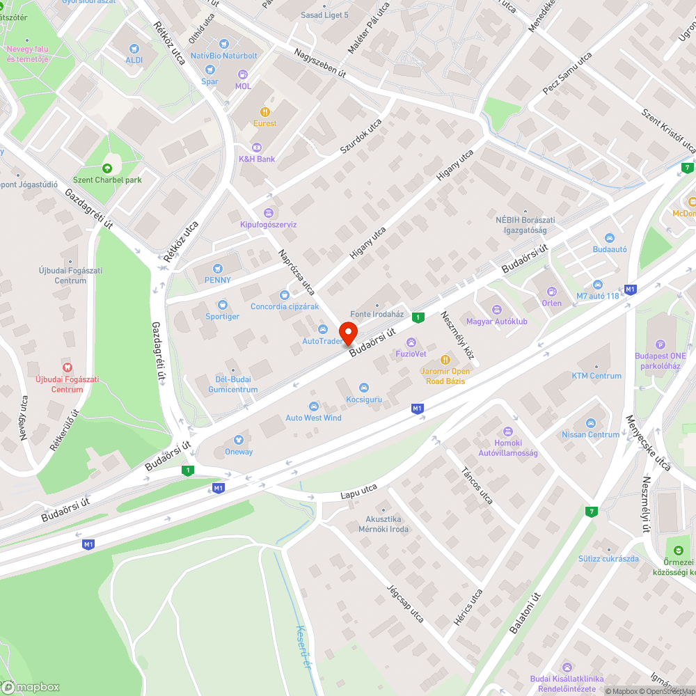 Úthiba bejelentés helye