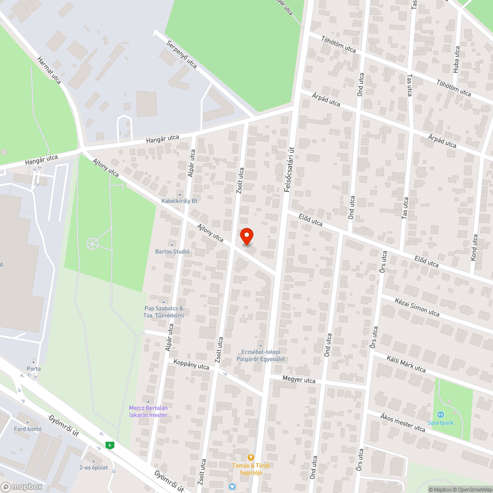 Kátyú az Ajtony utcán bejelentés helye