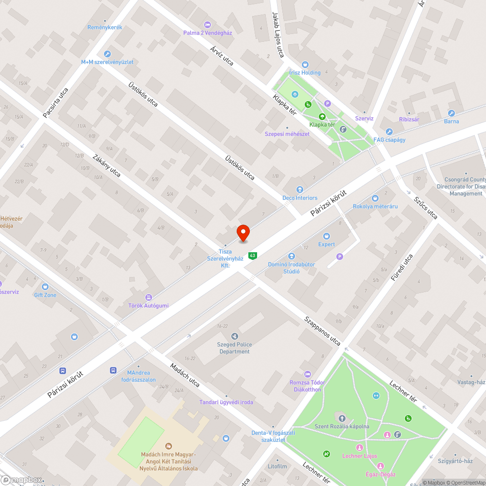 Kiszáradt, csonkolt fa - Párizsi krt. 9. (Zákány utca sarka) bejelentés helye