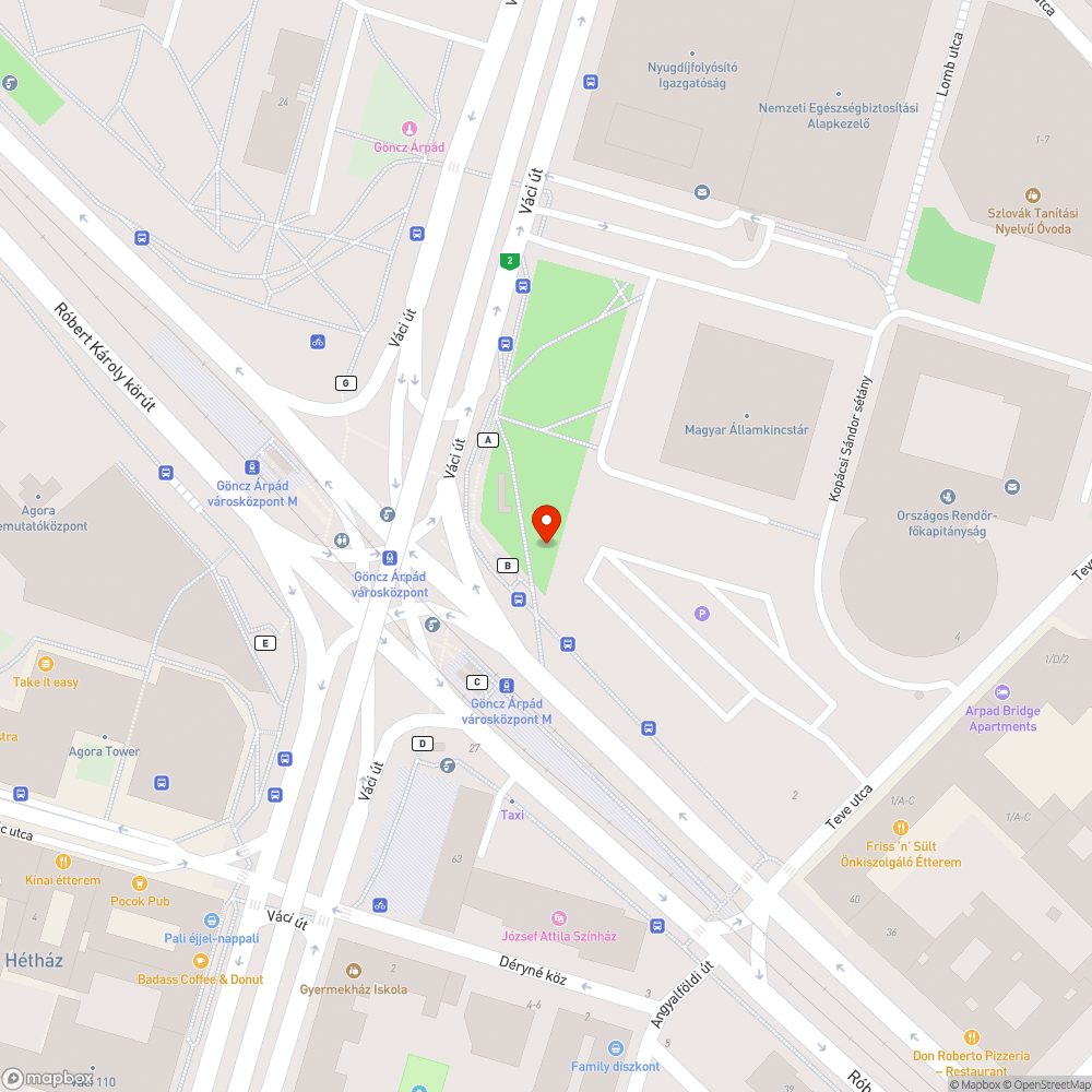 Kiszáradt fák a Göncz Árpád városközpontnál bejelentés helye