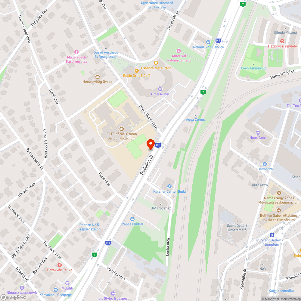 Dayka Gábor utcai buszmegálló a kollégiumnál bejelentés helye