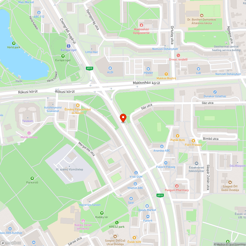 Megsüllyedt víznyelő rács - Csongrádi sgt. 96. bejelentés helye