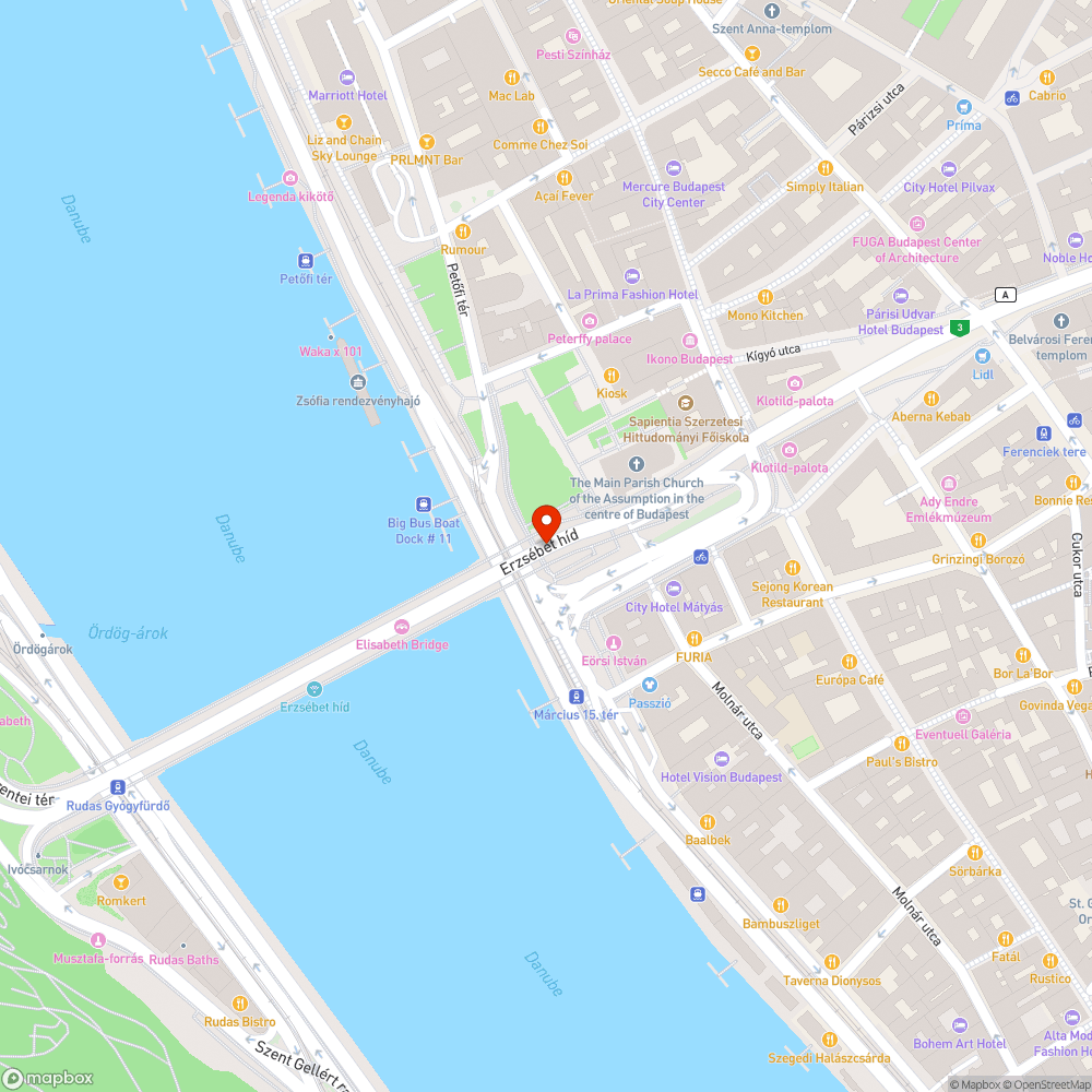 Erzsébet híd (Március 15. tér) bejelentés helye