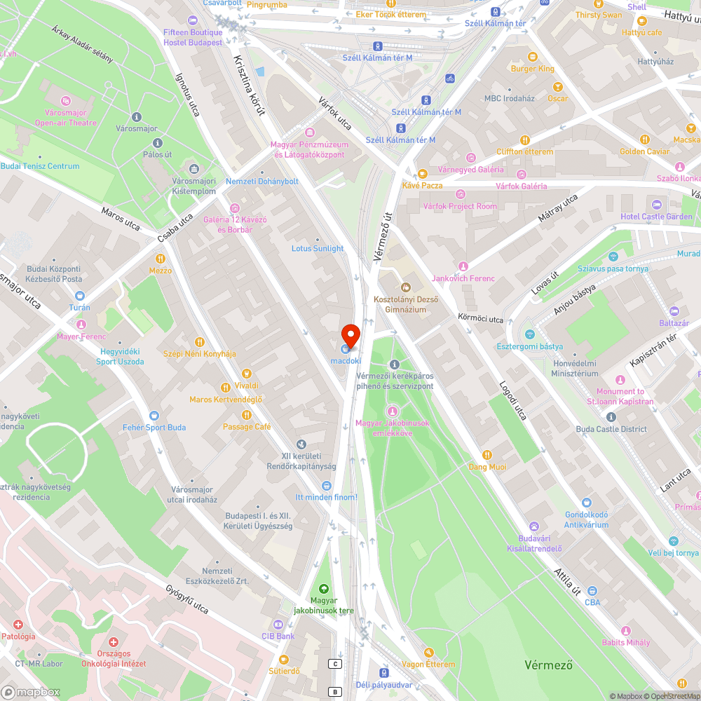 Krisztina krt/kerékpárút bejelentés helye