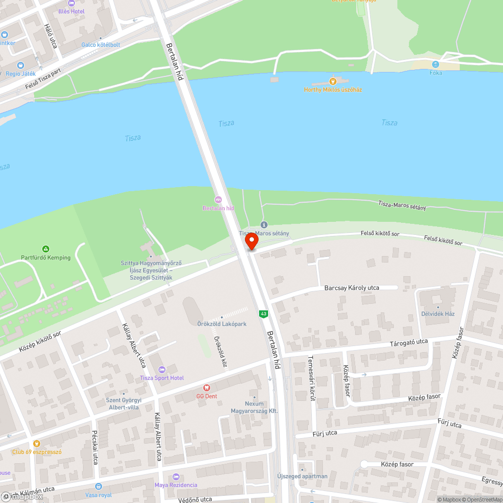 Kidöntött és megdőlt tábla - Bertalan híd újszegedei szakasza alatt bejelentés helye