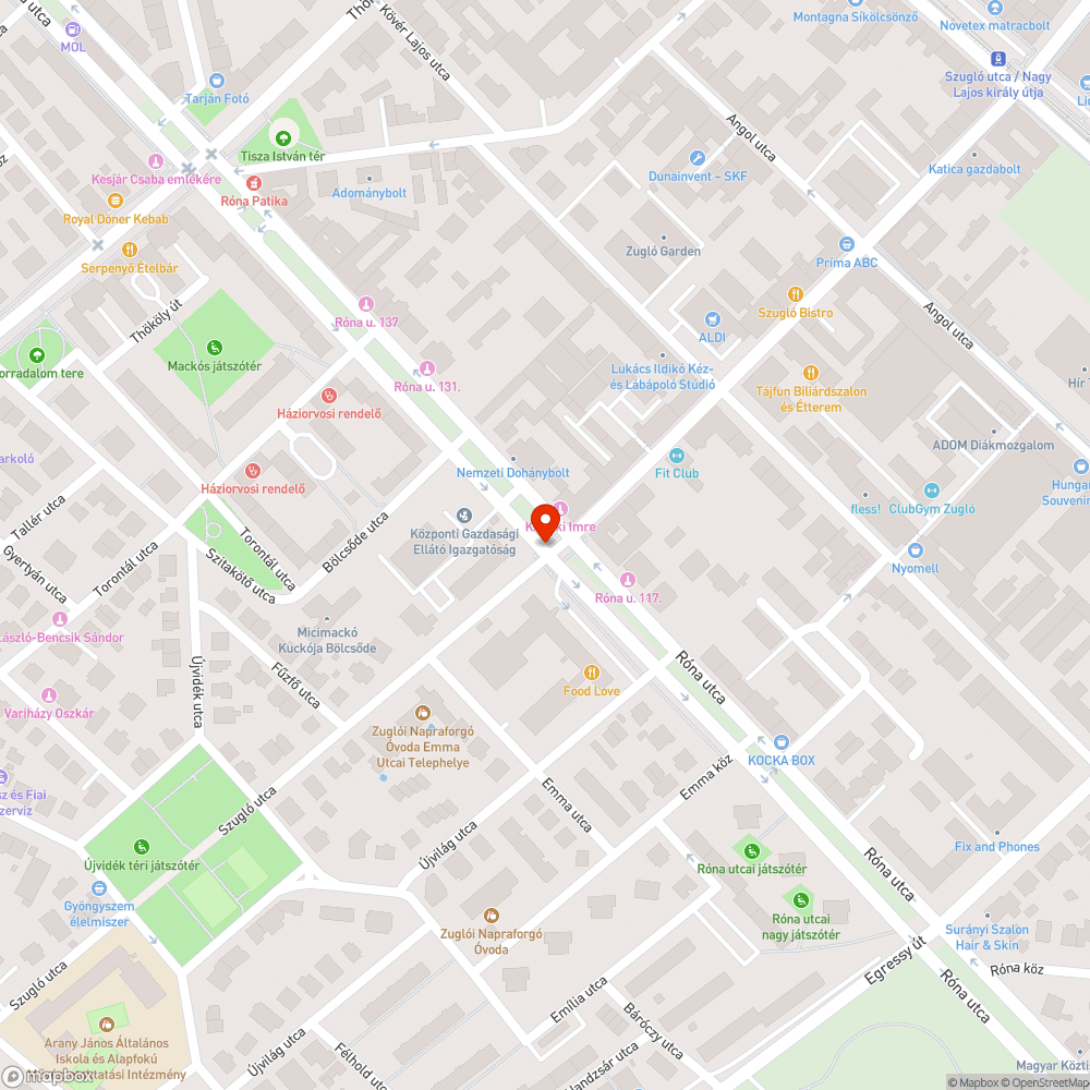 Róna-Szugló sarkon hiányzó kiegészítő tábla bejelentés helye