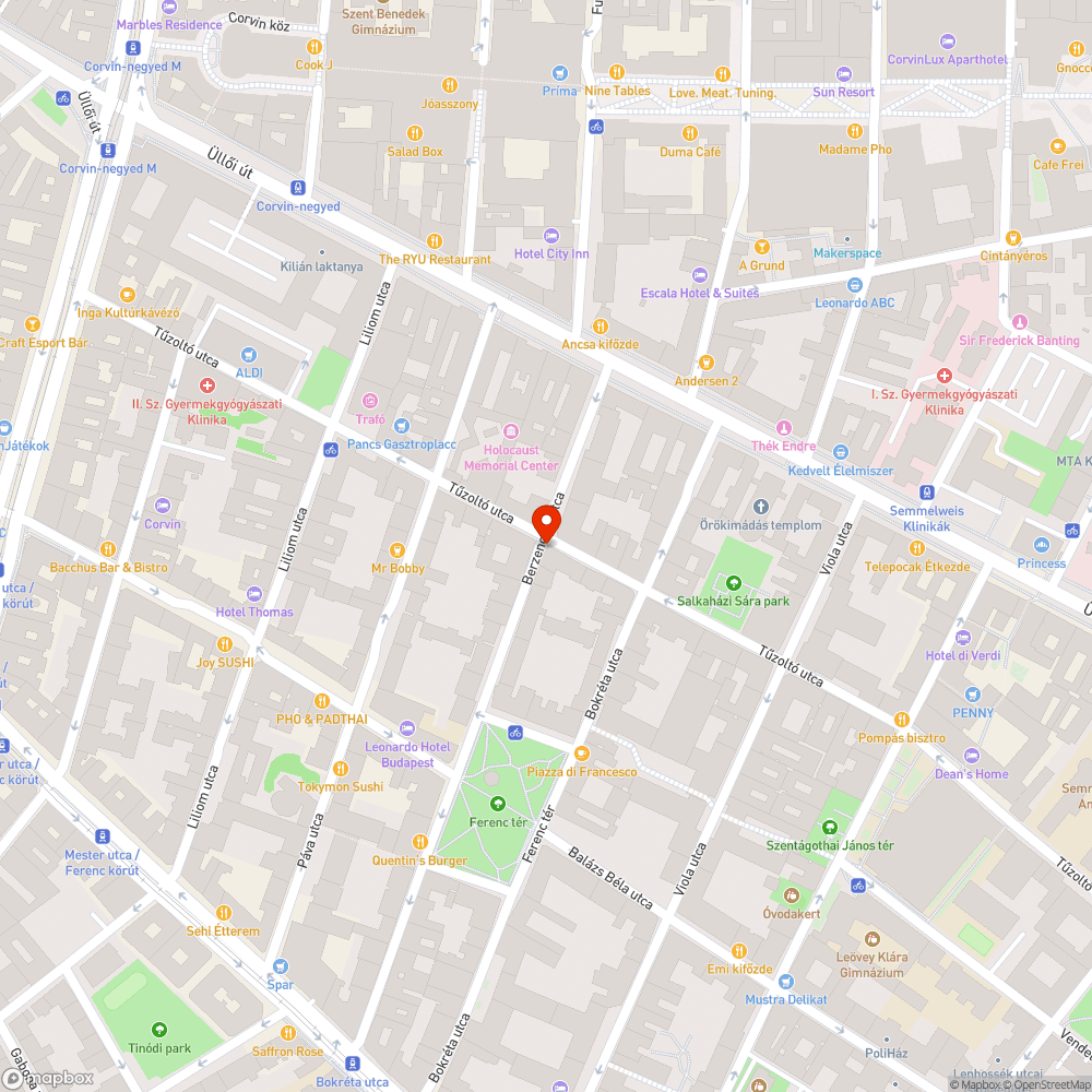 IX. kerület Tűzoltú és Berzenczey utca bejelentés helye