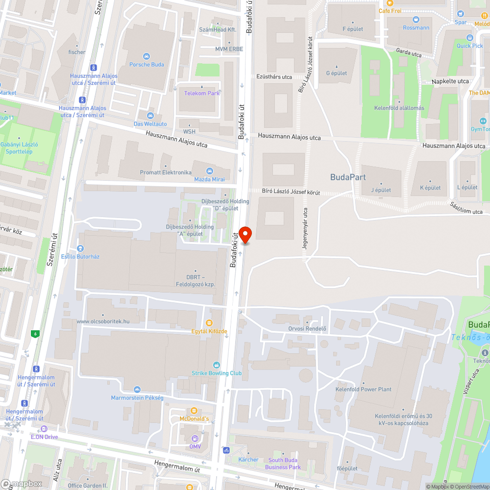 Kelenföldi Erőmű megállónál (is) úthiba bejelentés helye