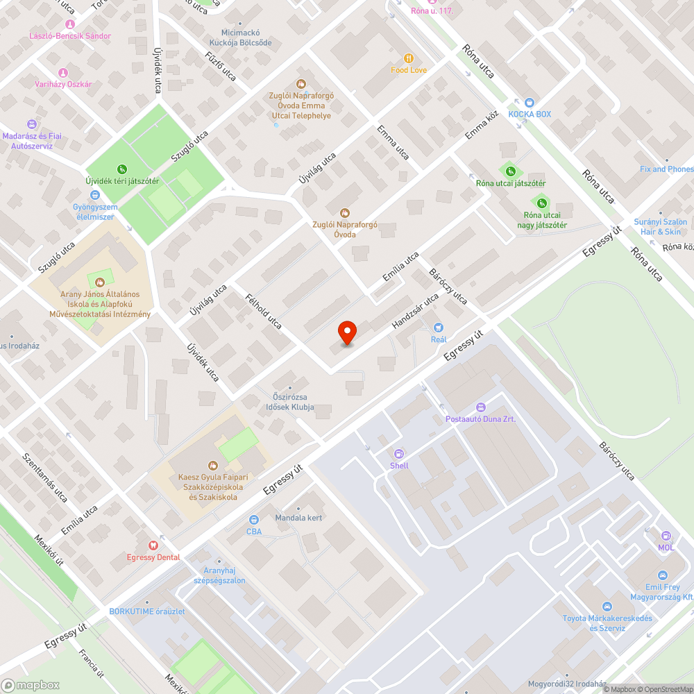 Kátyú - kivágott aszfalt a Handzsár utcában bejelentés helye