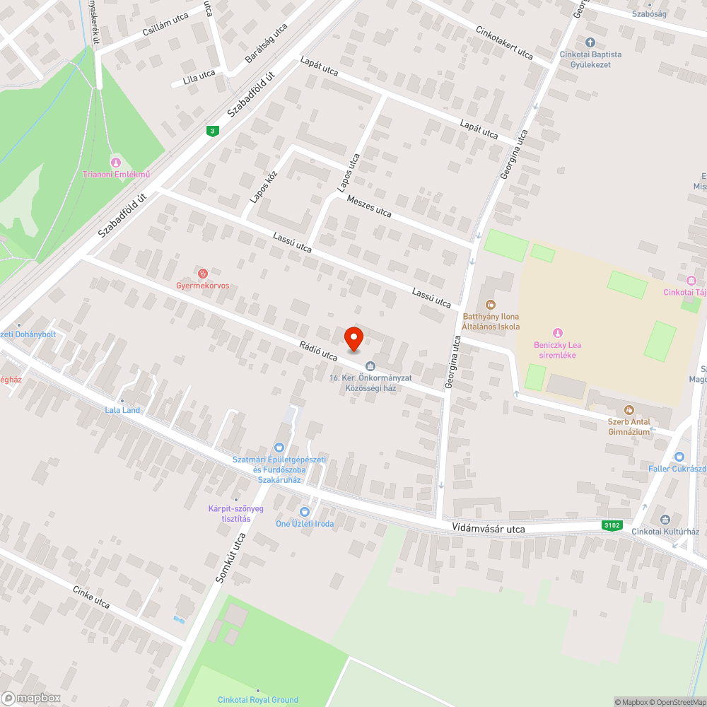 Kavics az országúton bejelentés helye