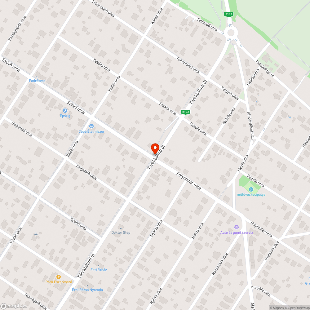 Megsüllyedt útburkolat a Törökbálinti út és Szövő út kereszteződésében bejelentés helye