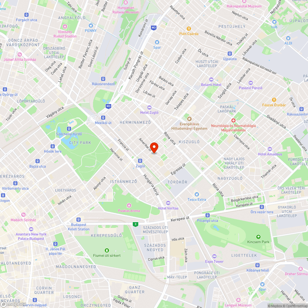 Amerikai út 26 2015-ben telepített gyep bejelentés helye