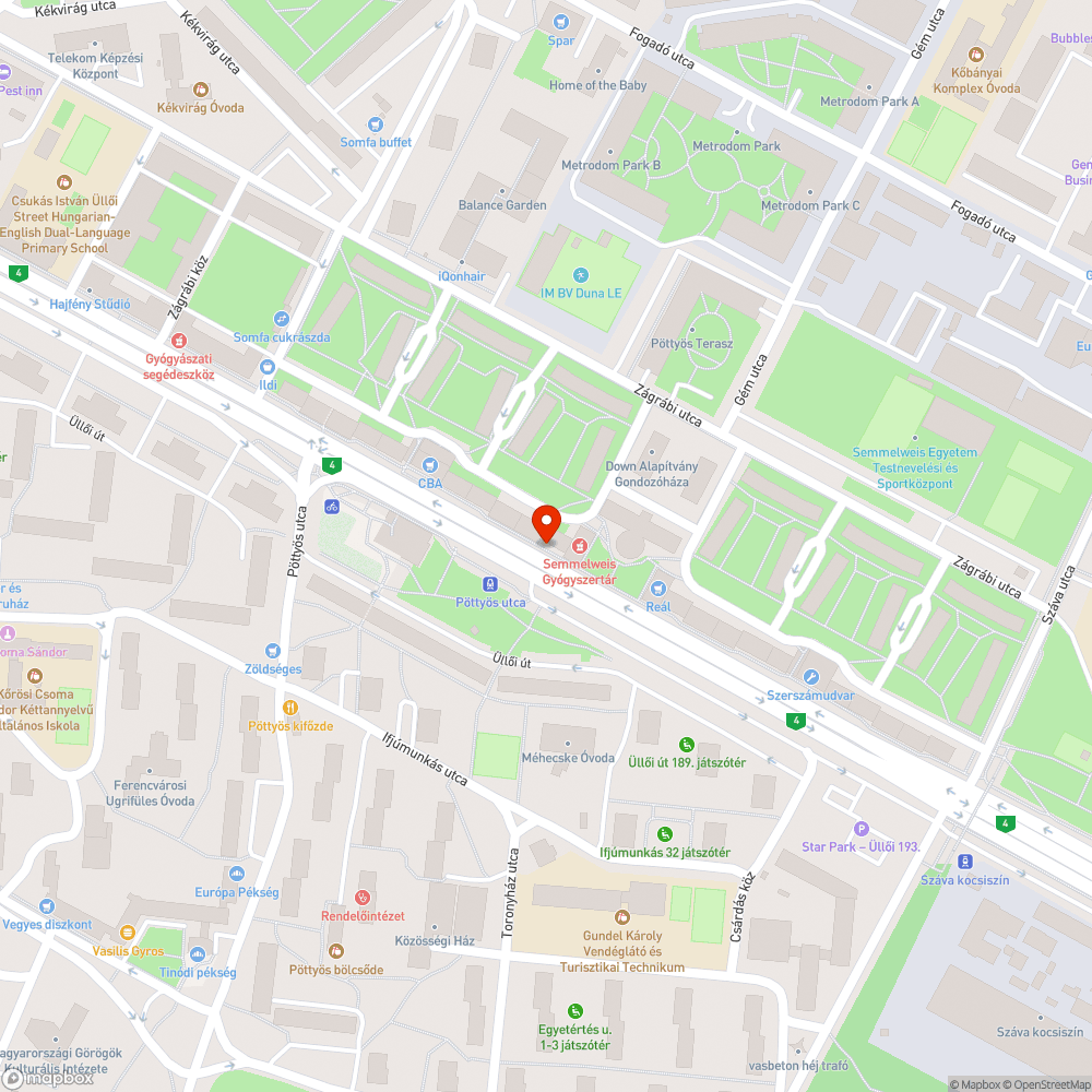 Mobil, kőkorszaki pollerek az Üllői út mentén bejelentés helye