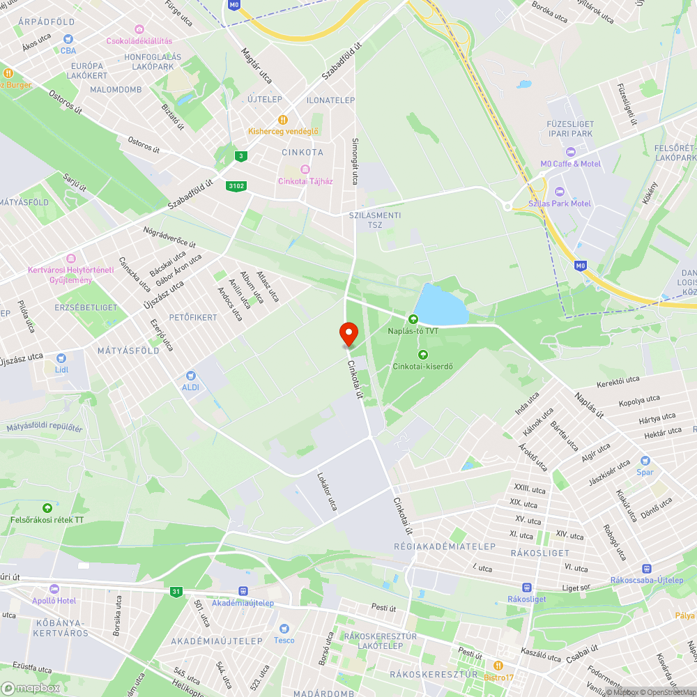 Rákosliget és Cinkota összekötési út (Cinkotai út folytatása) bejelentés helye