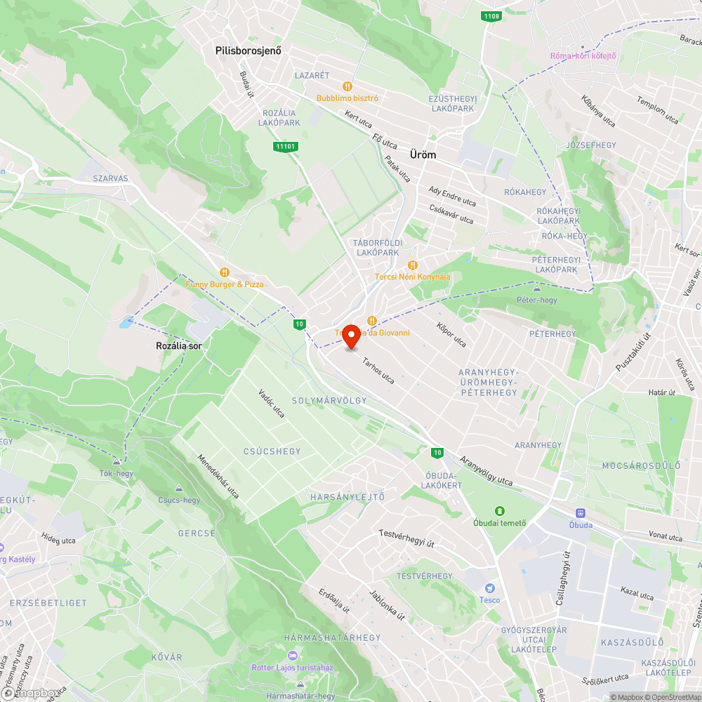 Kátyútenger a Tarhos utcában bejelentés helye