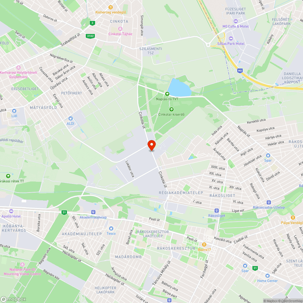 Simongát út,Cinkotai út kátyúveszély. bejelentés helye