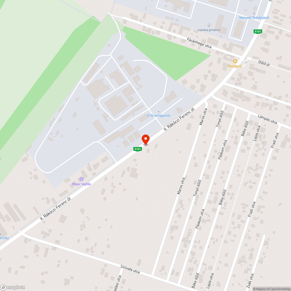 II. Rákóczi Ferenc út-vízelvezetés bejelentés helye