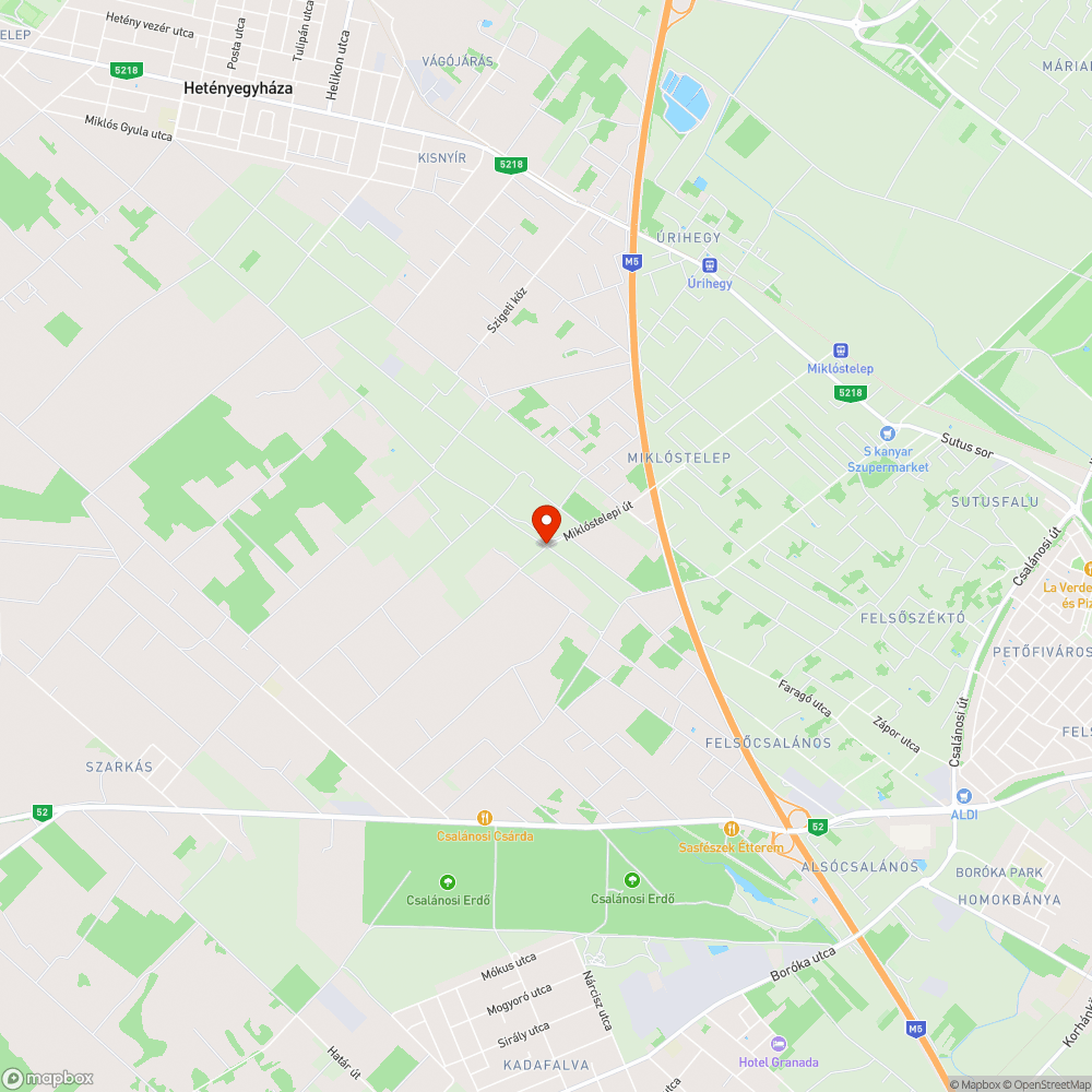 0-24h üzemelő lámpatest Miklóstelepen bejelentés helye