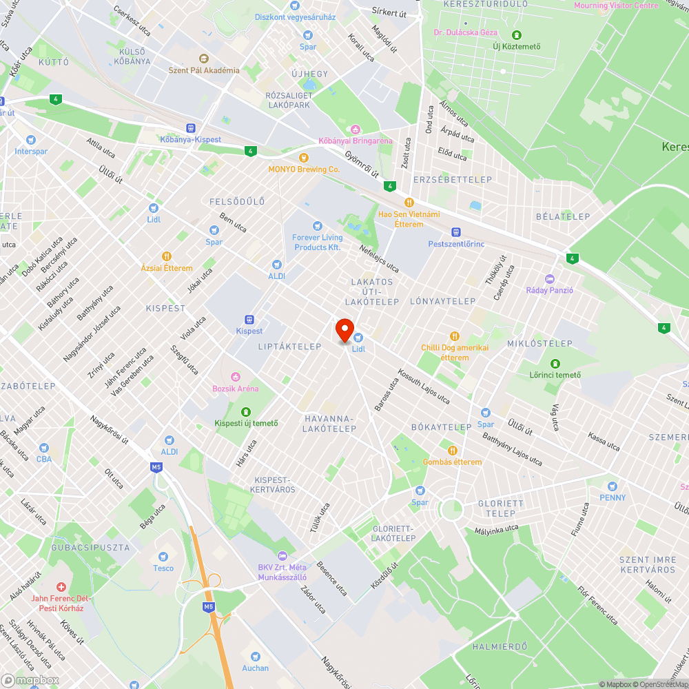 Margó Tivadar utcai kátyúk bejelentés helye