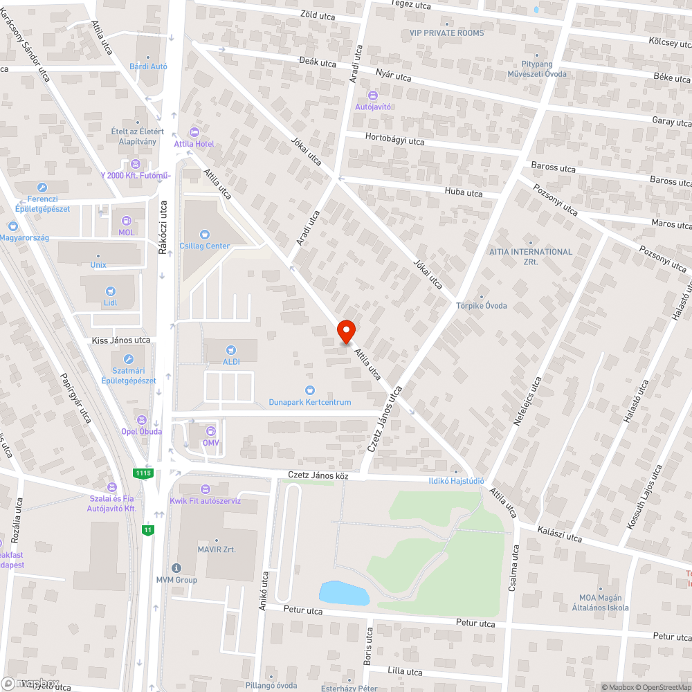 Kátyú az úton bejelentés helye