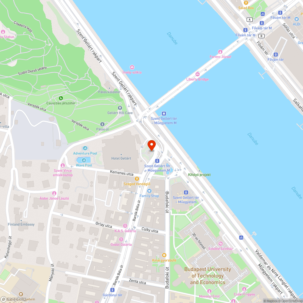 Beszakadó fedél a Szent Gellért téri szökőkút mellett bejelentés helye