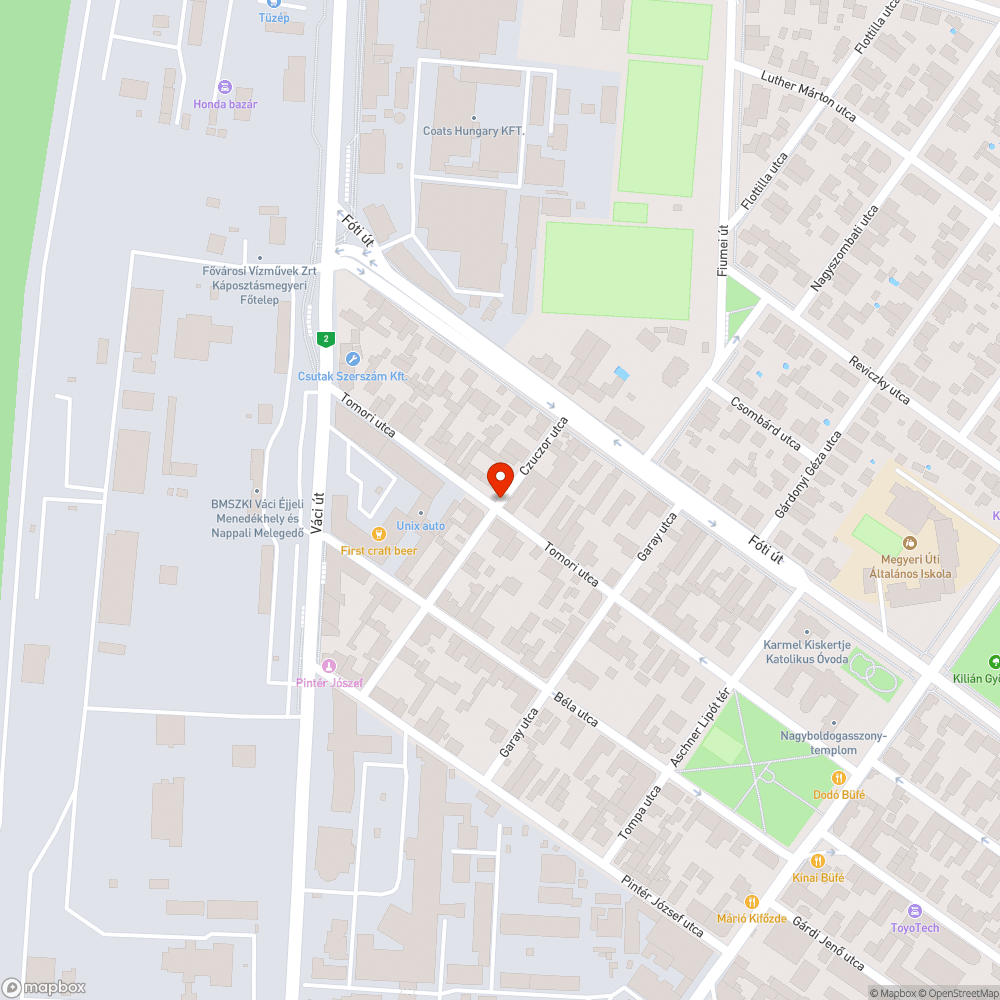 Kátyú a Tomori utca Czuczor utca sarkán bejelentés helye