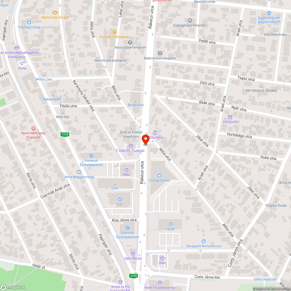 Úthiba bejelentés helye