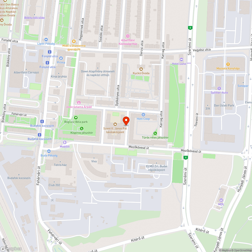 Beszakadt úttest bejelentés helye