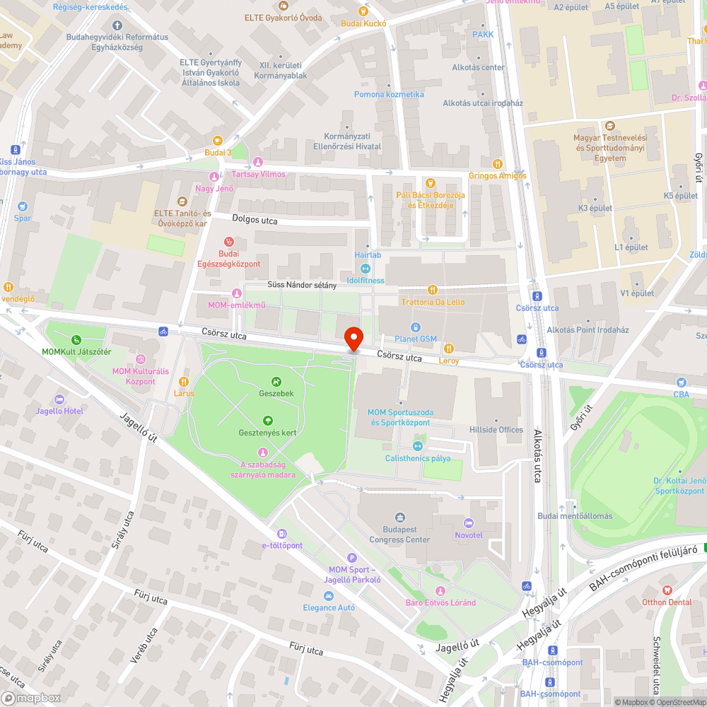 Gesztenyés kert Csörsz utcai lámpa bejelentés helye