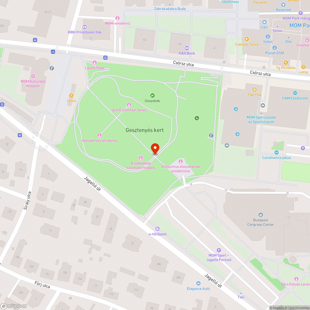 Gesztenyés kert oszlop a Kongresszusi Központnál bejelentés helye