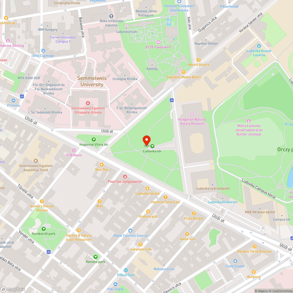 Ludovika tér két kiszáradt fa bejelentés helye