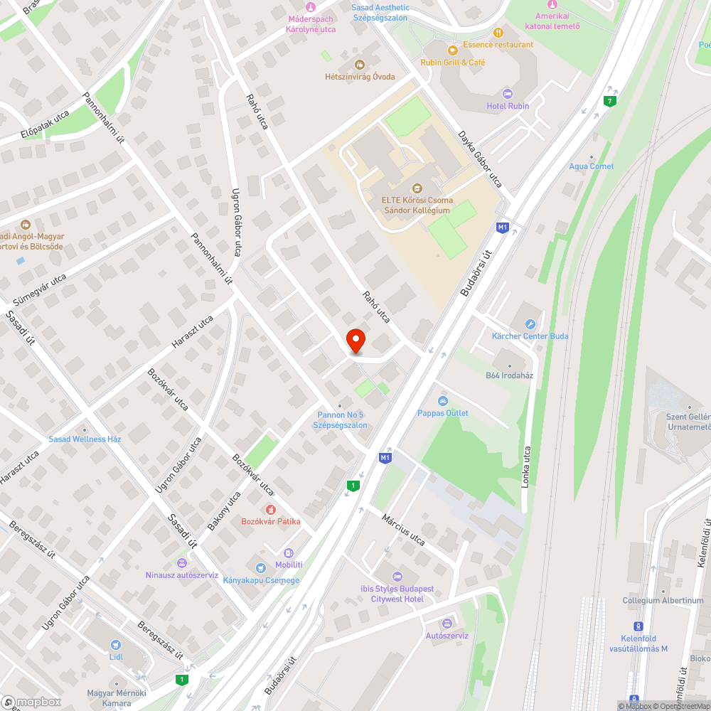 Rahó utcai kátyúk bejelentés helye