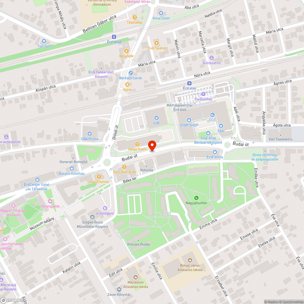 Érd, Budai út 24. körül nem lehet személyautóval parkolni a kátyúk miatt bejelentés helye