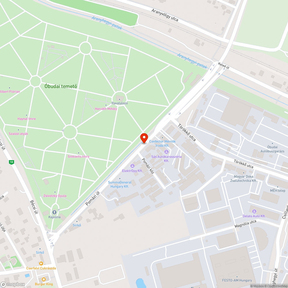 Óbudai temetőnél elhanyagolt parkoló bejelentés helye