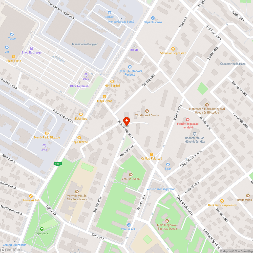 Zöldhulladék Szabadság utca bejelentés helye