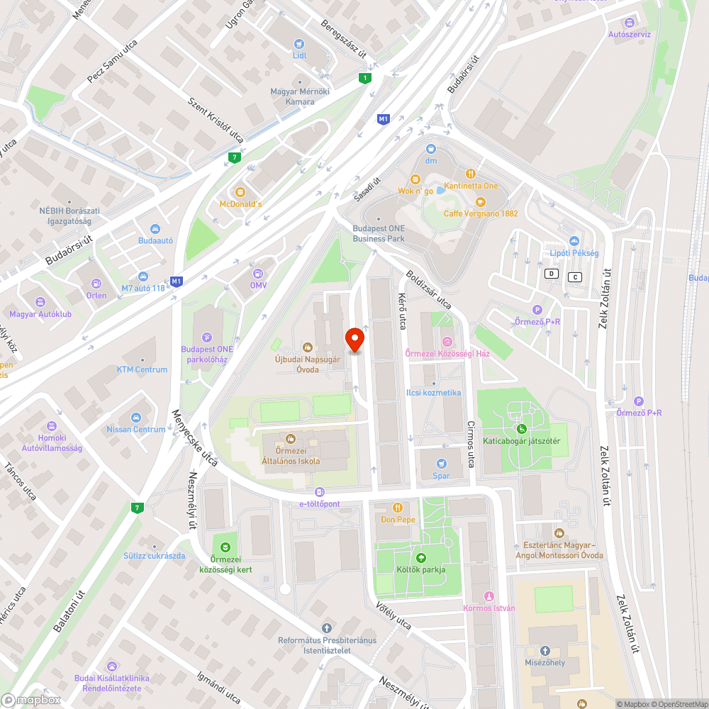 Vőfély utcai óvoda- és bölcsőde előtti szemetes ürítése bejelentés helye