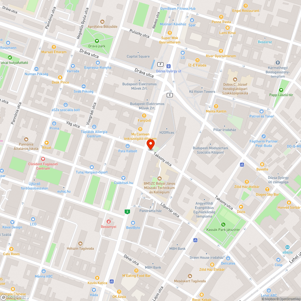 Váci út - Taksony utca kivágott fa bejelentés helye