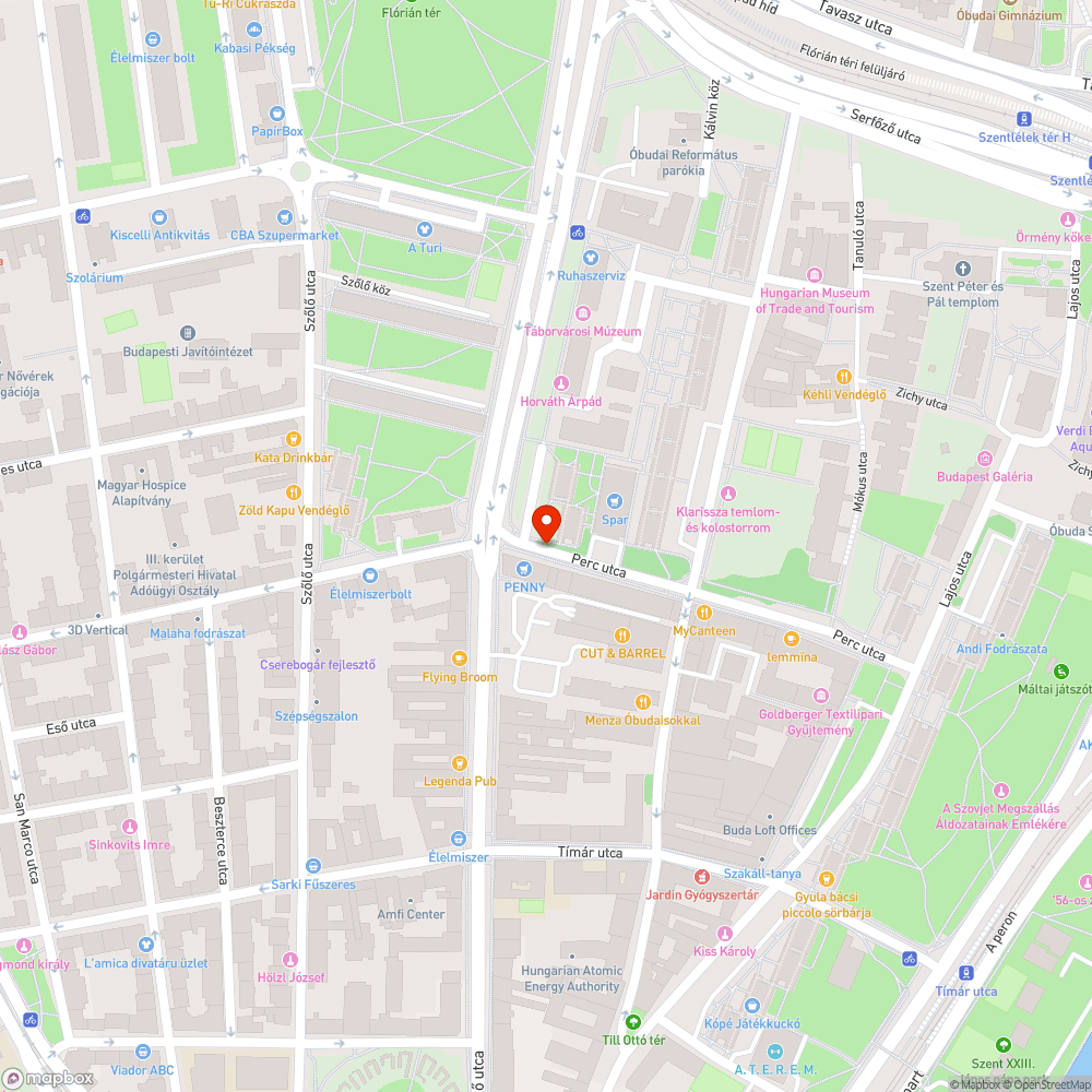 Perc utca egyik fekvőrendőrének kerete bejelentés helye