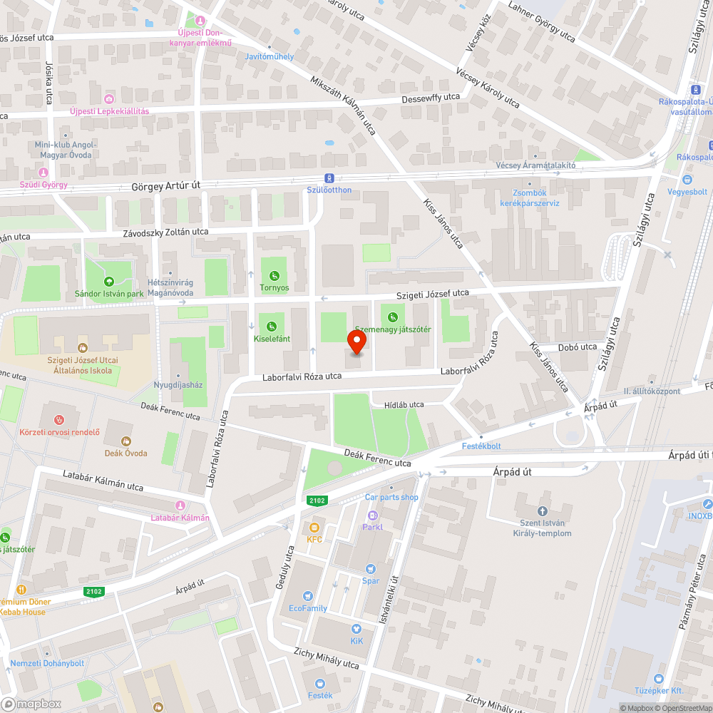 Kátyú Szigeti József utca bejelentés helye