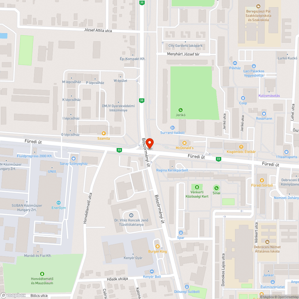 Kiégett izzó bejelentés helye