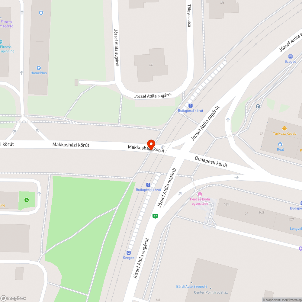 Törött oszlopajtó - Makkosházi krt. és József A. Sgt. kereszteződése bejelentés helye