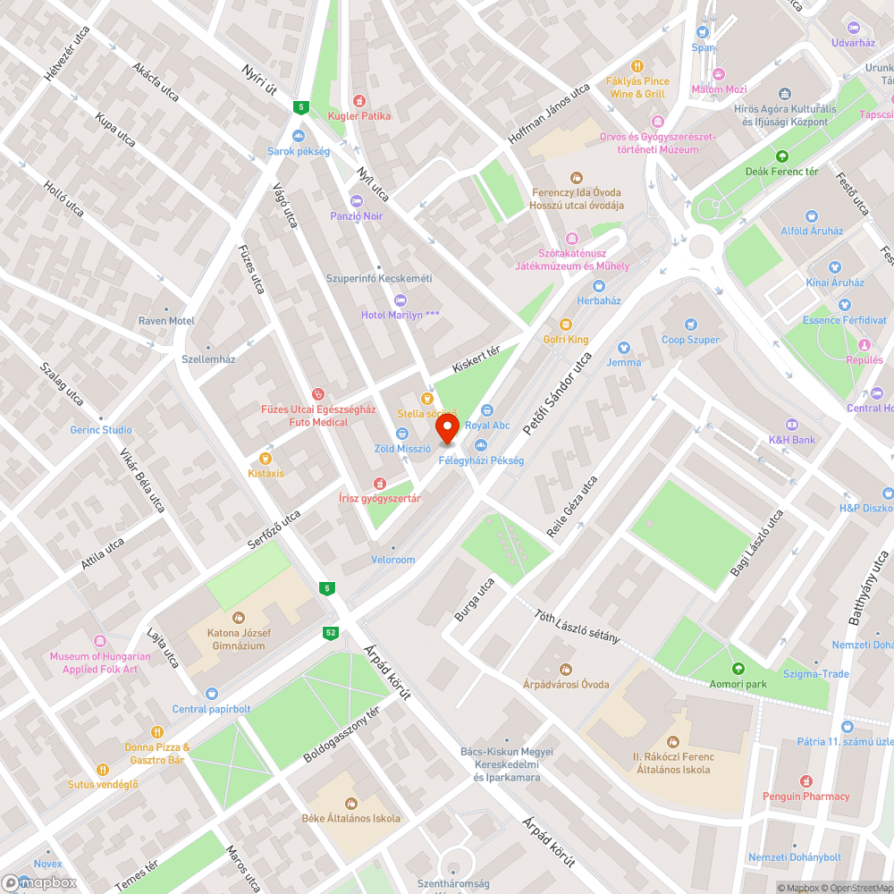 Nem működő közvilágítás a Kiskert utcán bejelentés helye