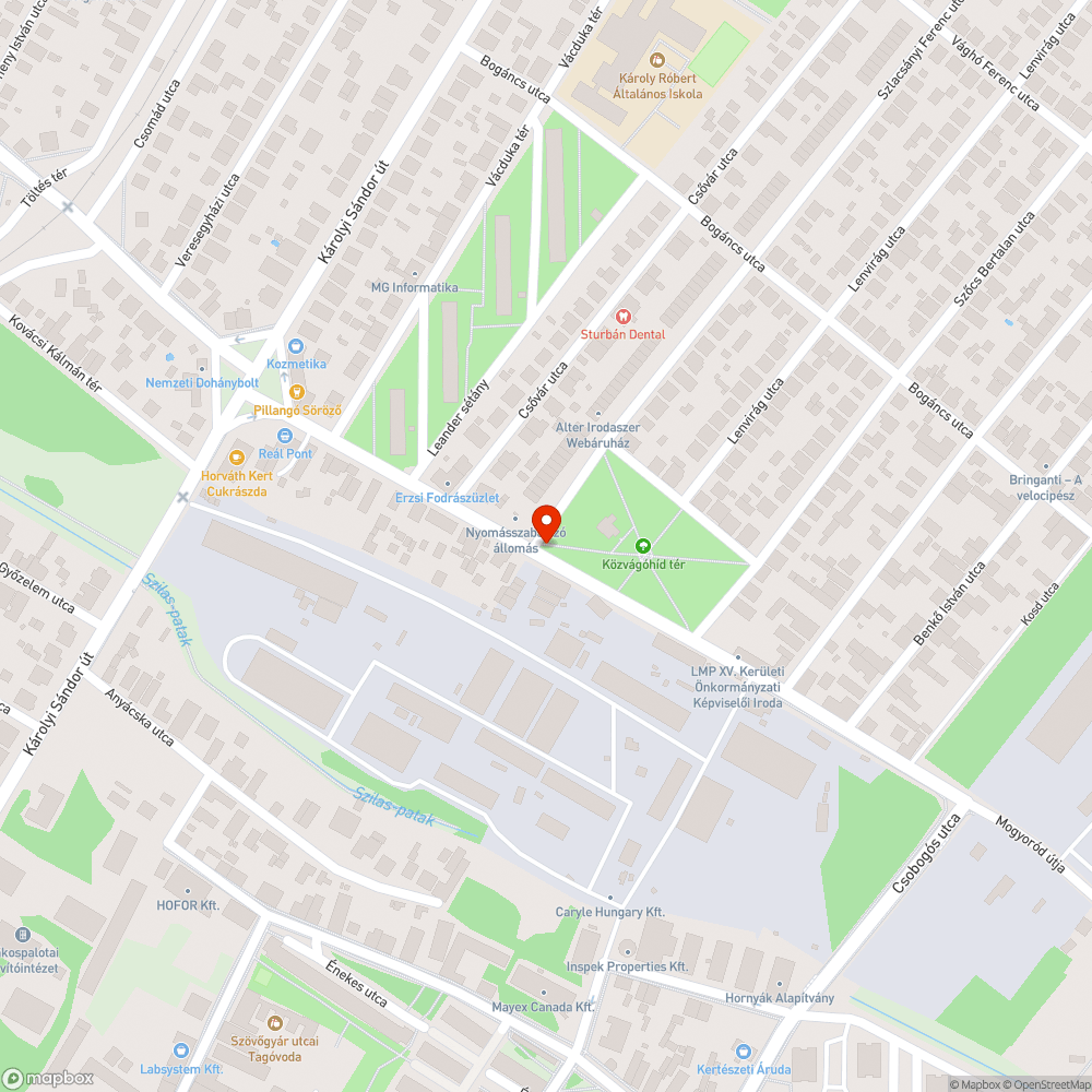 Úttesten összegyűlt nagy mennyiségű csapadékvíz bejelentés helye