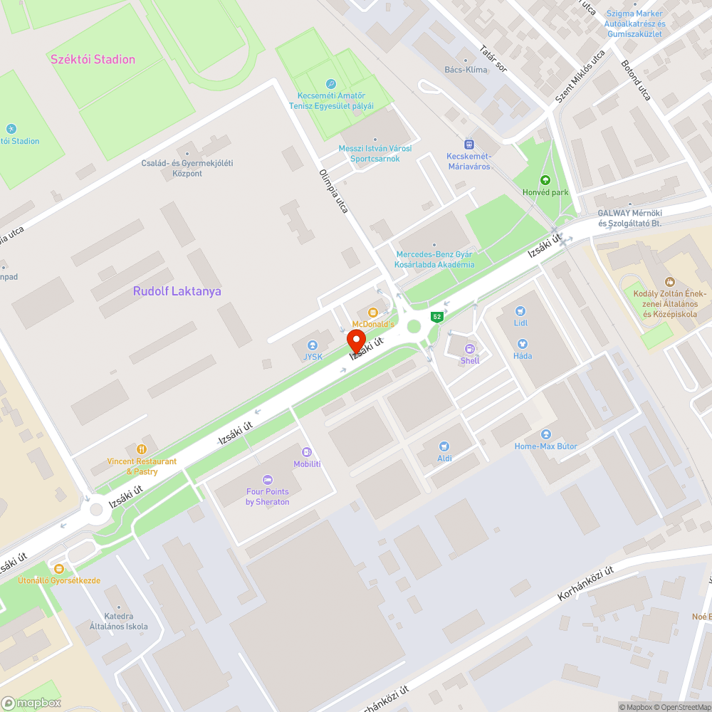 Nem működő közvilágítás az Izsáki úton bejelentés helye