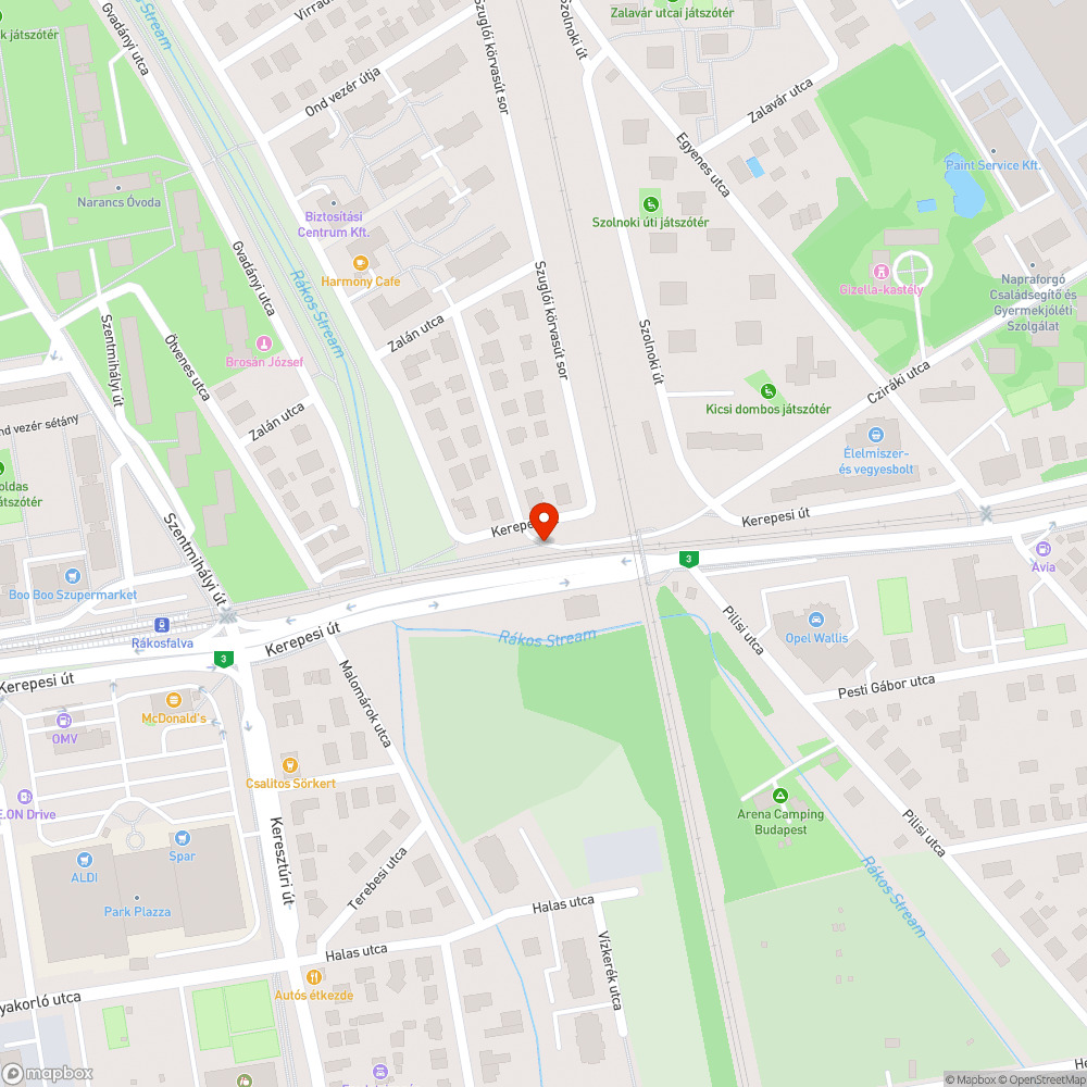 Kátyú a Kerepesi út szervizútján bejelentés helye