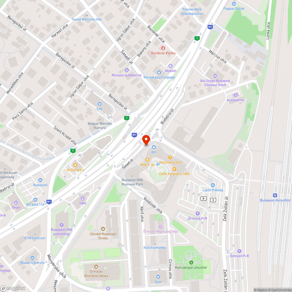 Feltúrt járda a Budapest One irodaház előtt bejelentés helye