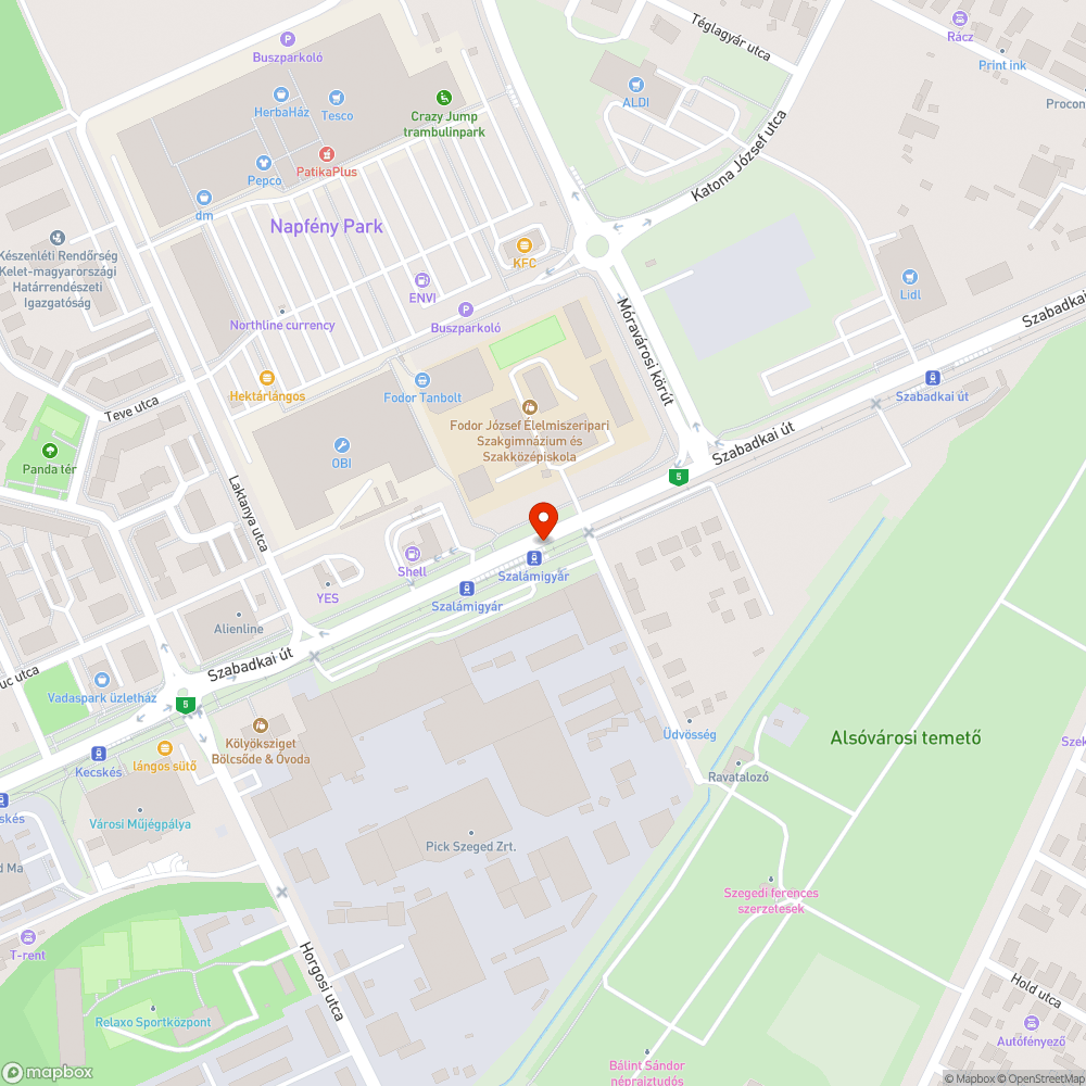 Sérült pad - Szalámigyár bejelentés helye