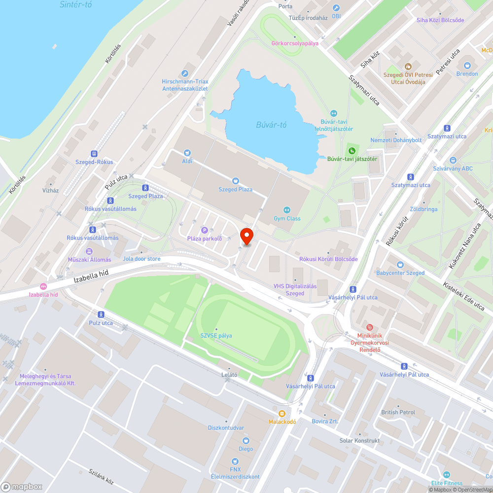 Hiányos, törött, nem működő lámpák a Szeged Plaza előtt bejelentés helye